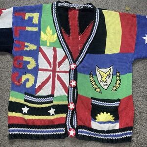 Rare Vintage 1992 Absolutely No! world flags and national symbols Cardigan